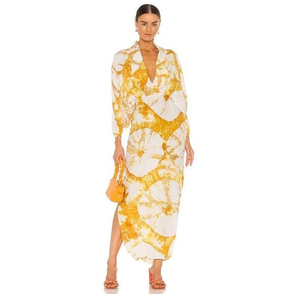SWF Plunge Maxi Dress in Golden Hour Yellow Summer Poolside Beach size S NWT - Picture 1 of 5